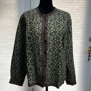 Provence d'amour XL Quilted 100% Silk Jacket Reversible Collarless Button Up